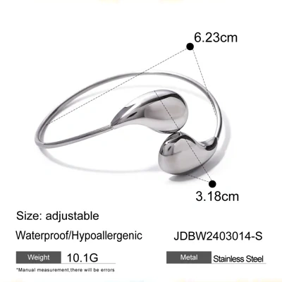 Fashion Jewelry Minar Hip Hop Metallic Irregular Water Drop Twist Adjustable Bangles For Women Titanium Steel 18K Gold PVD Plated Cuff Bracelet