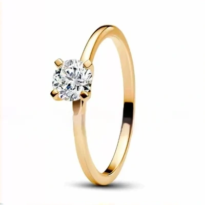 Wind Rounded Corner Moissanite Ring 18K Gold