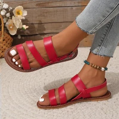 Women's Retro Buckle Beach Slippers