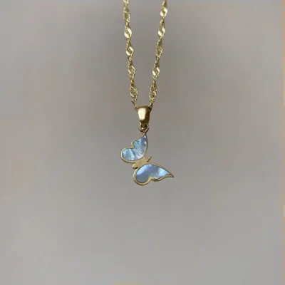Electroplated 18K Golde Butterfly Necklace Women Clavicle Chain