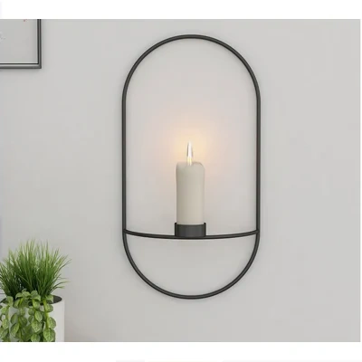 3D Metal Candle Holder Geometric Round Candlestick Wall Mounted Crafts Wedding Table Home Deco Party Festival Decoration Gifts