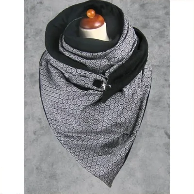 Women's plush print winter scarf