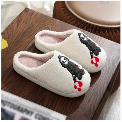 Halloween Funny Spider Ghost Scary Flat Indoor House Shoes For Women Men Soft Plush Cozy Horror Halloween Gifts