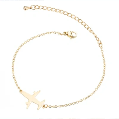 Stainless Steel Bracelets Simple Airplane Design Pendant Chains Fashion Charms Bracelet For Women Jewelry Party Gifts