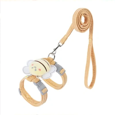Cat Harness Leash Set With Cute Bee Plaid Cats Escape Proof - Adjustable Kitten Harness For Large Small Cats, Lightweight Soft Petsafe Harness Yellow Plaid Bee