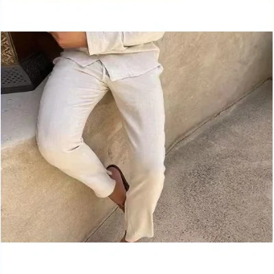 Casual Long-sleeved Suits Fashion Lapel Single-breasted Shirt Top And Slim-fit Trousers Men Clothing