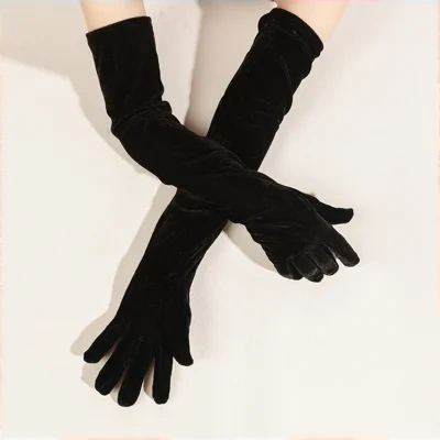 Gold Velvet Bridal Gloves
