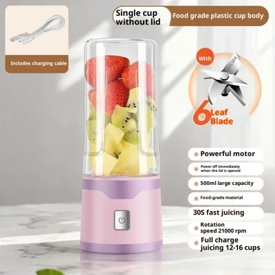 Multifunctional Rechargeable Electric USB Juicer Cup Double Cup Handheld Mixer Cup 500 ML Blending Juice Cup Outdoor