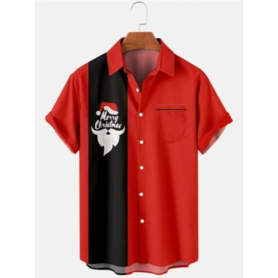 European Size 3D Christmas Printed Shirt Men