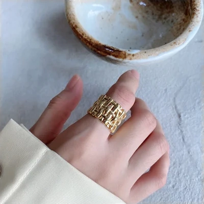 Woven Ring Women European And American Hollow Cross Wide Version Live Simple Ring