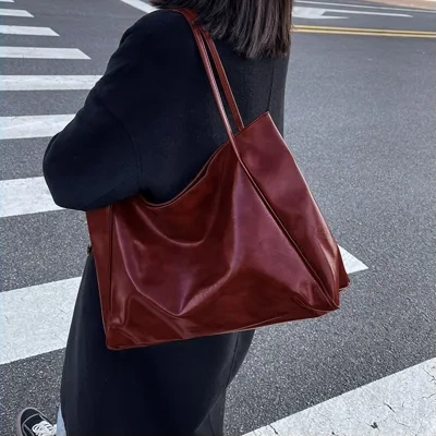 Fashion Handbag New Autumn And Winter Japanese And Korean Large Capacity Soft Leather Shoulder Bag Retro Casual Handbag