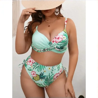 Women's Plus Size Split Bikini Printed Swimsuit