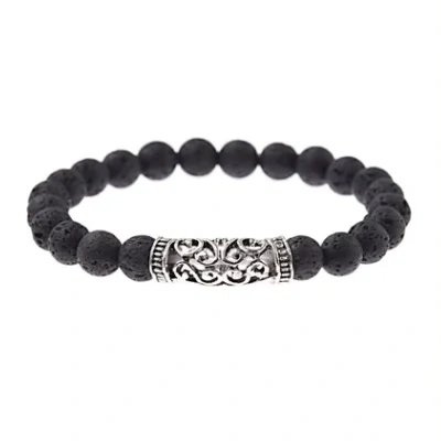 China Style Pattern Cylindrical Accessories Alloy Lead Color Volcanic Stone White Pine Stone Bracelet