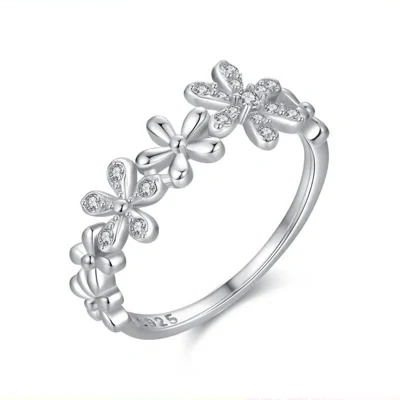 Sterling Silver Ring Female Korean Fashion Light Luxury Micro Diamond Ring
