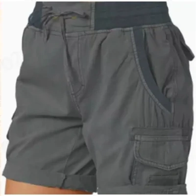 Women's Cargo Shorts With Pockets Casual High Waist Drawstring Pants
