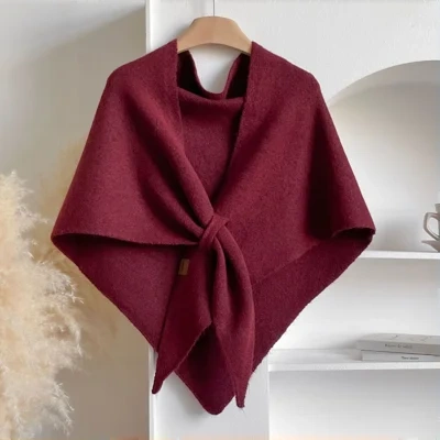 Winter Triangular Shawl INS Solid Color Soft Thickened Knitted Neck Wrap Korean Version Warm Shawl For Women