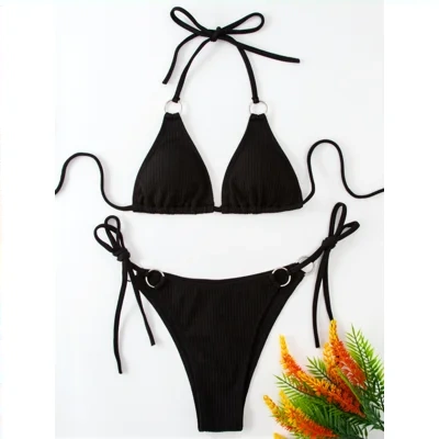 Sexy Bikini Set Summer Side Tie Thong Bandage Style Swimsuit Womens Clothing