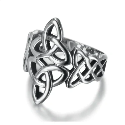 Asgard Crafted Handcrafted Stainless Steel Triquetra And Celtic Knot Ring