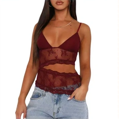 Lace Stitched Backless Small Sling Women V Neck Tank Top Underwear Vest Candy Color Bralette Clothes