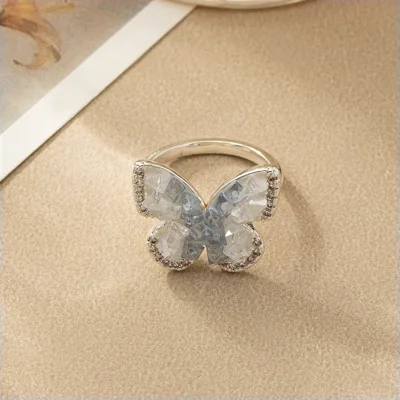 Fashion Jewelry Blue Crystal Butterfly Necklace Female Gradient Crystal