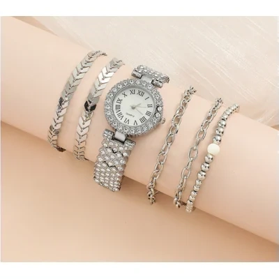 Diamond Women's Bracelet Watch Luxury Fashion Gift Box Watch Bracelet Six-piece Set