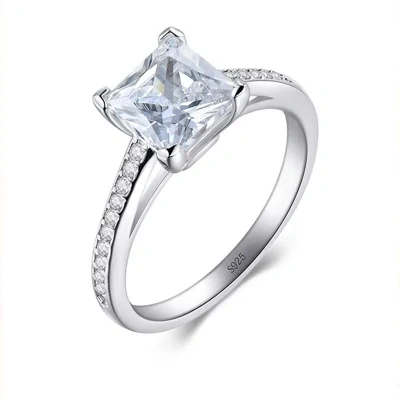 Classic Luxury Silver Plated Platinum Ring With Diamond Ring