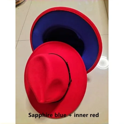 European And American Popular Woolen Top Color Matching Flat Brim Fedora Jazz Hat