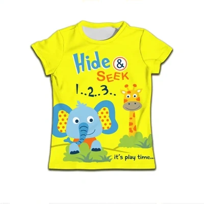 Children Boy T-shirt Clothes Casual Soft T-shirt Cute Cat Cartoon Pattern