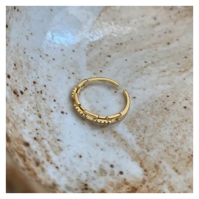S925 Sterling Silver Hollow Flower Ring Fashionable Simple Adjustable Diamond Ring