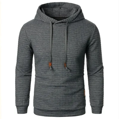 Men's Jacquard Hooded Sweater Long-sleeved Hoodie Warm Solid Sports Top