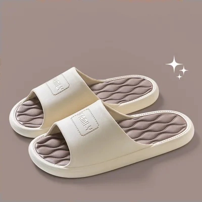 New Wave Pattern Design Slippers Indoor Fashion Two Colors House Shoes Non-slip Bathroom Slippers For Women Men