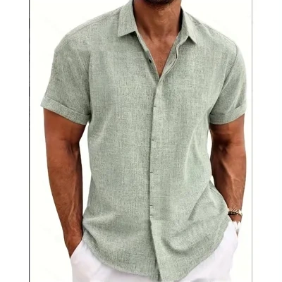 Men's Linen Short Sleeved T-shirt Loose Fitting