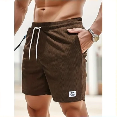 Lace-up Drawstring Shorts Summer Corduroy Sports Short Pants Mens Clothing