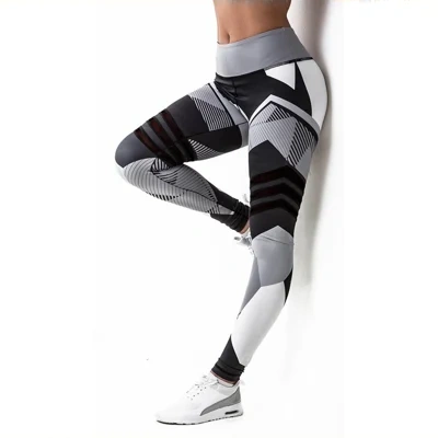 Printed Reflective Sport Yoga Pants Women Fitness Gym Leggings Running Compression Tights Quick Dry Sport Clothes Trousers