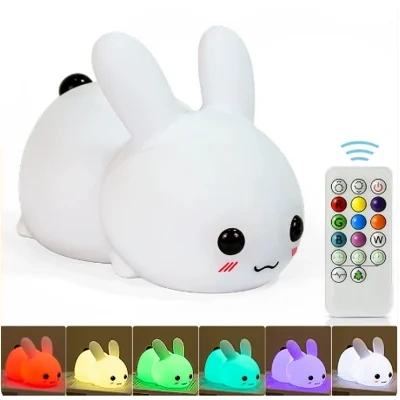 Colorful Rabbit Silicone Night Light Led Cute Charging Jade Rabbit Shooting Light