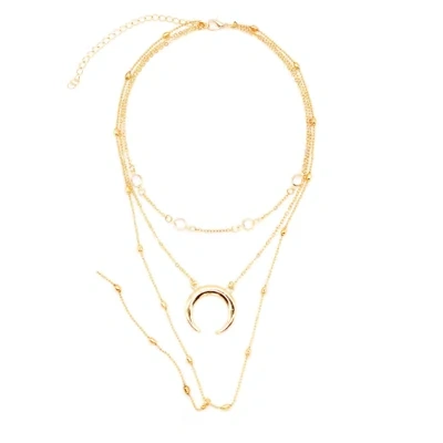 Fashion Multilayer Crescent Moon Choker Necklace With Bead Chain Initial Necklace Pendant On Neck Beads For Jewelry Making