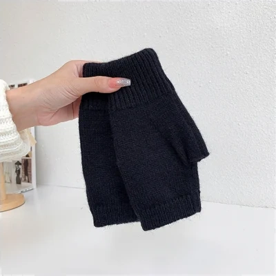 Women's Warm Knitting Wool Half Finger Gloves
