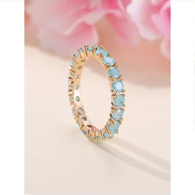 French Retro Champagne Gold Blue Ice Flower Zirconium Full Diamond Ring
