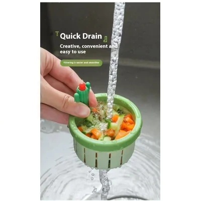Cactus Sink Drain Strainer Press Automatic Dumping Basket Multi-functional Use Filter Net For Tub Kitchen Waste Collector Kitchen Gadgets