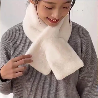 South Korea Chic Style Thickened Solid Color Furry Scarf