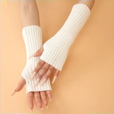 30cm Hot Styles Daily Winter Arm Warmers Go Party Long Sleeve Fingerless Mittens Half Finger Acrylic Gloves Mittens Knit Crochet