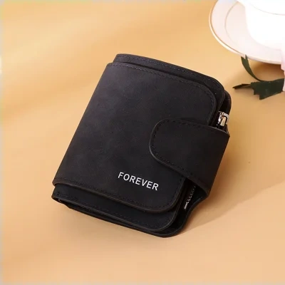 New Buckle Women's Long Wallet Three Fold Fashion Women's Bag Multi-card Women's Purse Frosted Two-tone Fabric