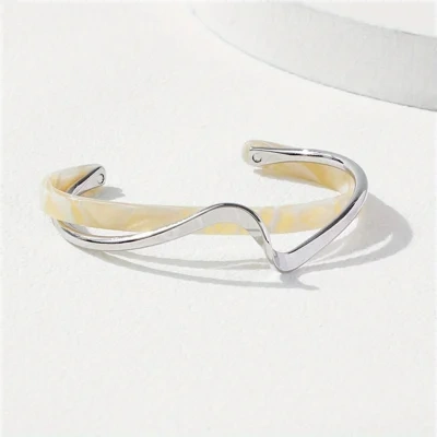 Women's White Shell Plate Bracelet, Adjustable 2-Layer
