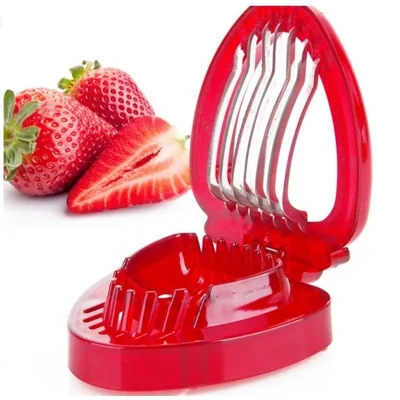 Red Strawberry Slicer Plastic Fruit Carving Tools Salad Cutter Berry Strawberry Cake Decoration Cutter Kitchen Gadgets