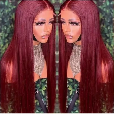 Full Headgear Long Straight Front Lace Wig Smooth Hair