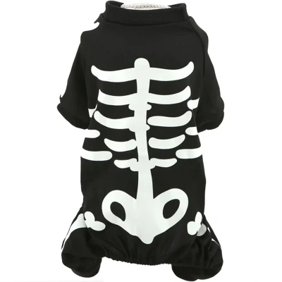 Halloween Dog Costumes For Small Dog Glow In The Dark Skeleton Pet Jumpsuit Skull Puppy Pajamas Breathable Stretchy Halloween Holiday Cosplay Party Apparel