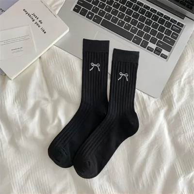 Cute Girl Bow Tube Socks Hollow Bunching Socks