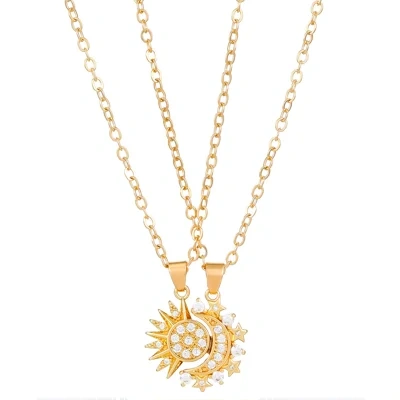 2pcs Necklace Sun And Moon Magnetic Pendant Clavicle Chain Necklace For Couple Lovers