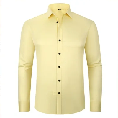 Solid Long Sleeve Shirt Fashion Slim Lapel Button Office Business Shirt Men's Clothing