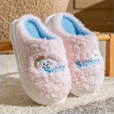 Cute Cartoon Cotton Slippers Thick Bottom Home Slippers Fashion Floor Bedroom Slipper Women Men Couples Warm House Shoes